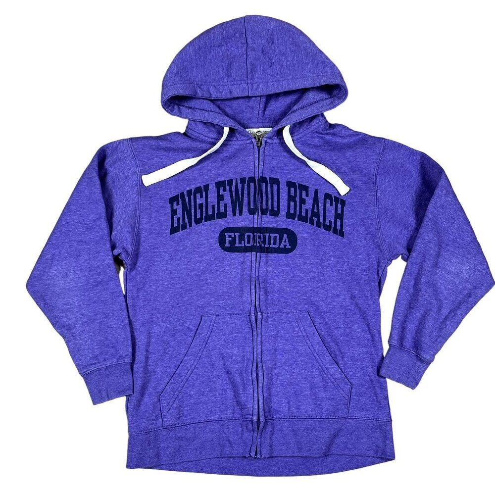 Englewood Beach Florida Womens Purple Full Zip Hoodie Size Small